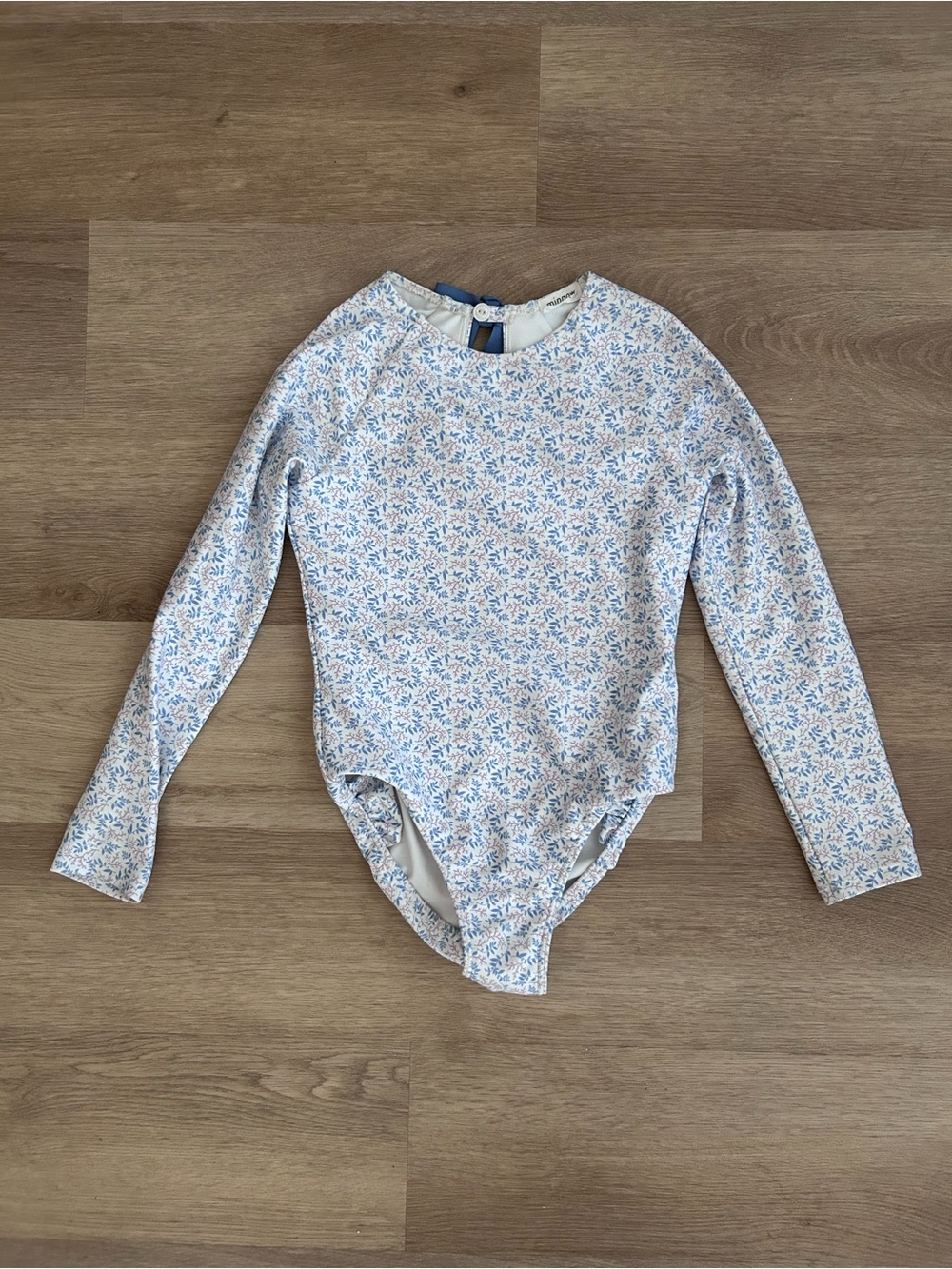 Minnow Swim Girls Rashguard One Piece, Size 7/8, Blue Floral